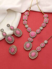 Royal Floral Square Mehandi plated choker necklace set....