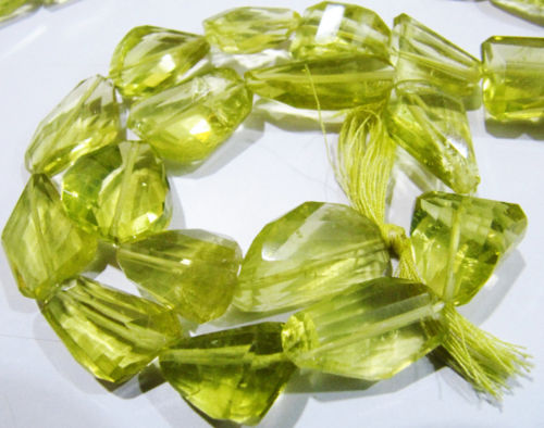 Natural Lemon Quartz Tumbled Shape Faceted 11 to 25mm 10 loose Beads