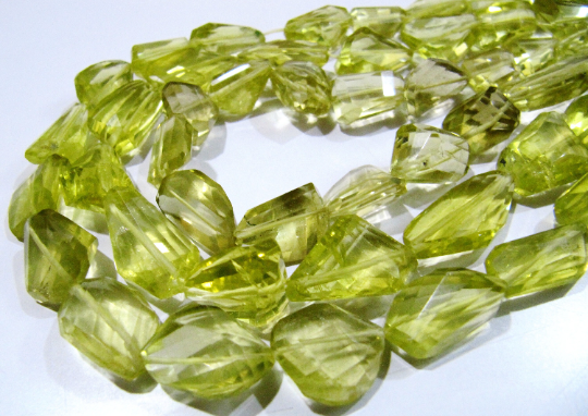 Natural Lemon Quartz Tumbled Shape Faceted 11 to 25mm 10 loose Beads