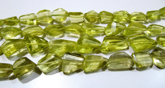 Natural Lemon Quartz Tumbled Shape Faceted 11 to 25mm 10 loose Beads