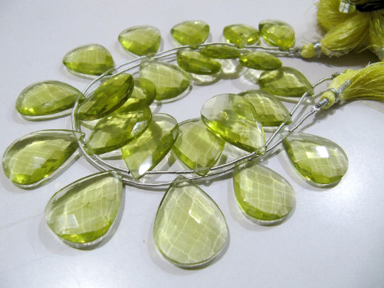 Natural Chalcedony Pear 15 to 20mm Plain Beads Strand 8 inches Long