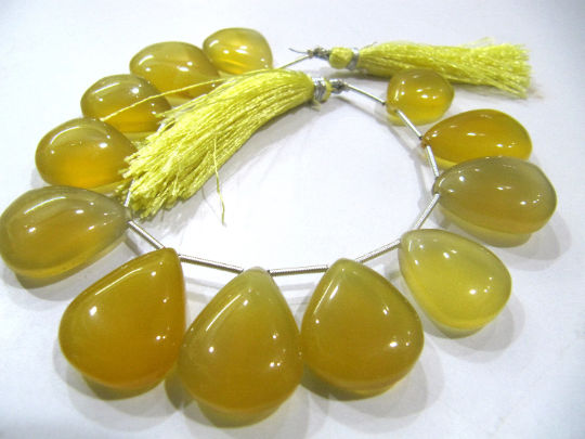 Natural Chalcedony Pear 15 to 20mm Plain Beads Strand 8 inches Long