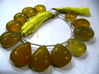 Natural Chalcedony Pear 15 to 20mm Plain Beads Strand 8 inches Long