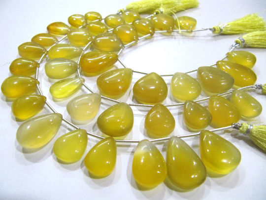 Natural Chalcedony Pear 15 to 20mm Plain Beads Strand 8 inches Long