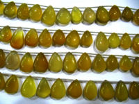 Natural Chalcedony Pear 15 to 20mm Plain Beads Strand 8 inches Long