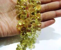 Natural Lemon Quartz Pear Shape Faceted 8 to 15mm Beads Strand 8 inch long