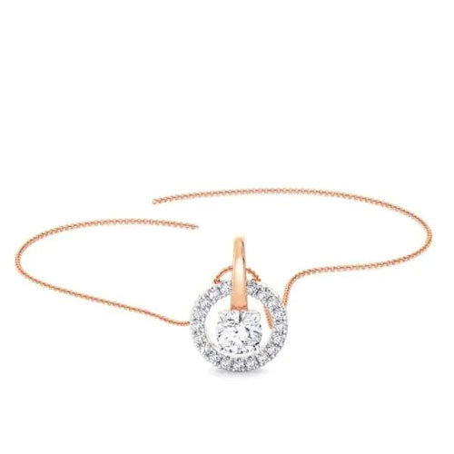 Fancy Pendant - Natural Rose Gold , Excellent Round Brilliant Cut Diamond Features