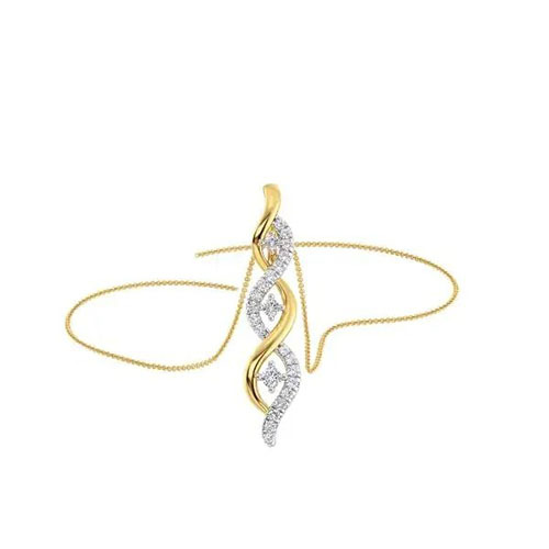 Fancy Pendant - Yellow Gold, Excellent Round Brilliant Cut Natural Diamond