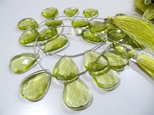 Lemon Hydro Quartz Pear shape Faceted 15x20mm to 18x25mm Strand 8''Long