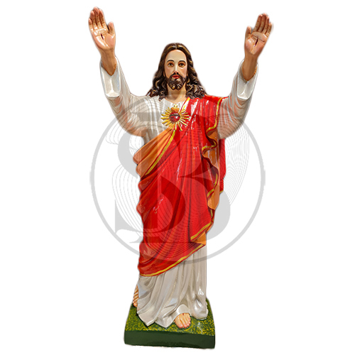Antique Wooden And Fiber Jesus Statue