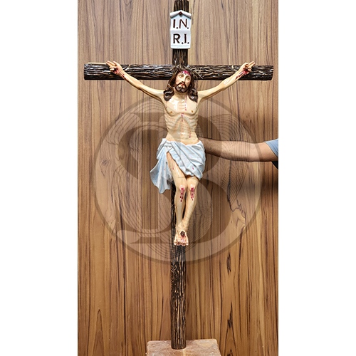 Polished Wooden And Fiber Jesus Statue