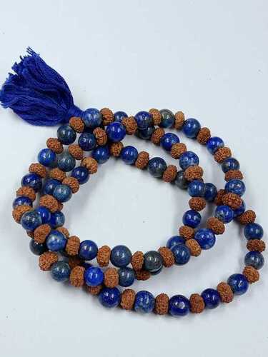 7 Mukhi Rudraksha and Lapiz Stone Mala