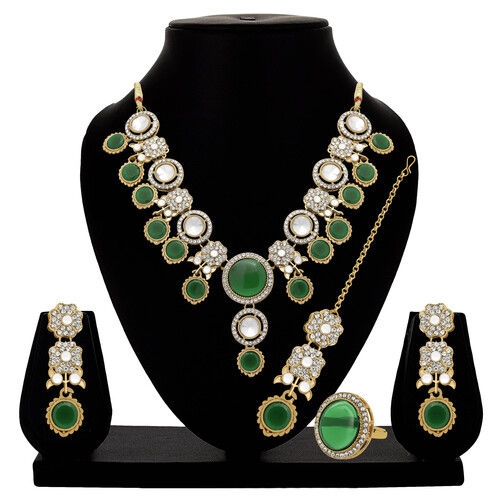 Blooming Grace Mehandi plated Choker Necklace Set