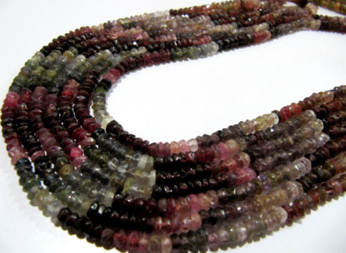 Natural Multi Spinal Rondelle Faceted 3-4mm Beads Strand 13inches long