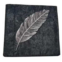 Sparkal Velvet Embroidery Feather Cushion Cover Pack Of 5 - Sparkal Velvet, 16x16 Inch, Black And White, Square Shape, Zipper Closure, Embroidered Design