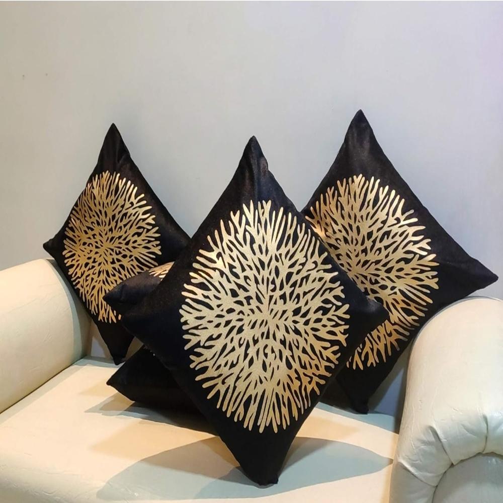 Velvet Gold Print Cushion Cover - Color: All Color