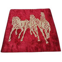 Patchwork Cushion Cover - Micro Satin, 16x16 Inch | Embroidered Three Horses Pattern, Zipper Closure, Ideal For Home Decor