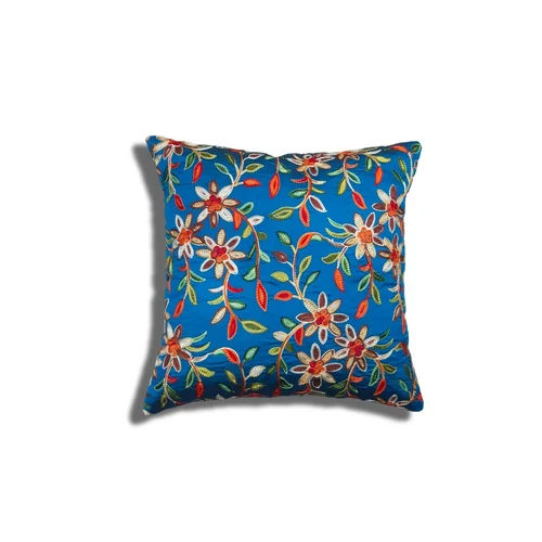 Silk Embroidery Cushion Cover - Dimensions: 16X16 Inch Inch (In)