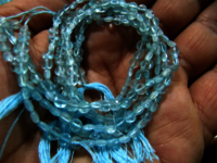 Natural Blue Apatite Faceted Coin shape 4mm Beads Strand 13 Inches Long