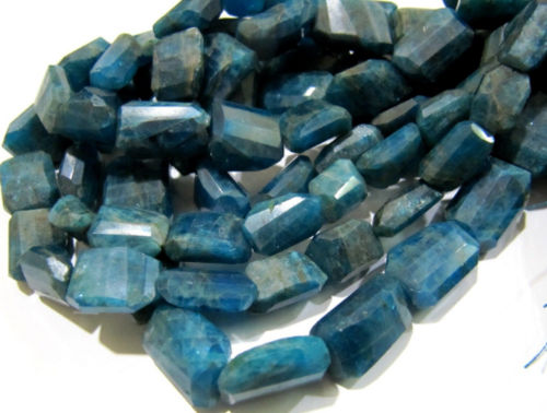 Natural Neon Apatite Nugget Shape 10x15mm to 12x17mm Beads Strand 10''long