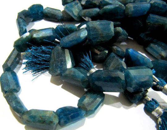 Natural Neon Apatite Nugget Shape 10x15mm to 12x17mm Beads Strand 10''long