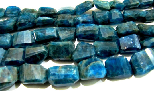 Natural Neon Apatite Nugget Shape 10x15mm to 12x17mm Beads Strand 10''long