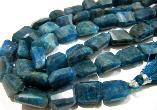 Natural Neon Apatite Nugget Shape 10x15mm to 12x17mm Beads Strand 10''long