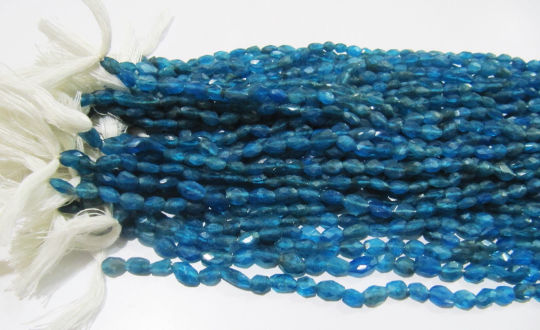 Natural Neon Apatite Oval Faceted 4x6mm Sold Per Strands 13 inches Long