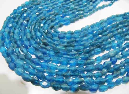 Natural Neon Apatite Oval Faceted 4x6mm Sold Per Strands 13 inches Long