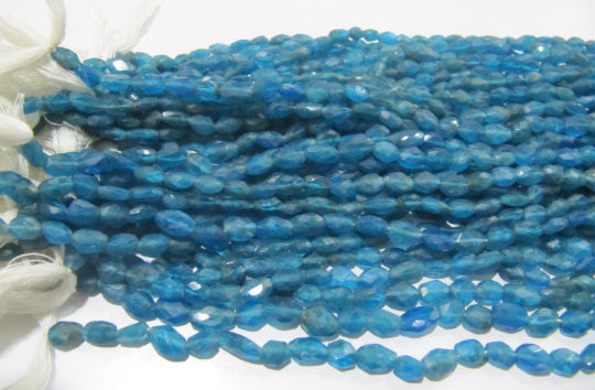 Natural Neon Apatite Oval Faceted 4x6mm Sold Per Strands 13 inches Long