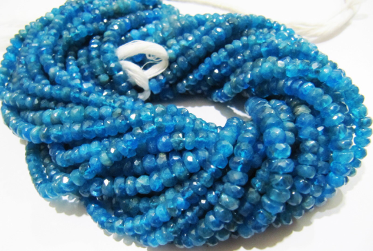 Natural Neon Apatite 2.5 to 4mm Rondelle faceted beads Strand13inch Long