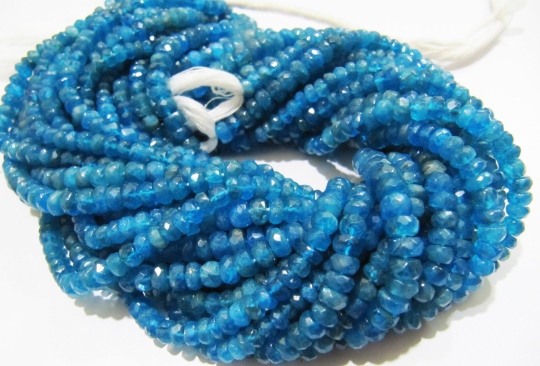 Natural Neon Apatite 2.5 to 4mm Rondelle faceted beads Strand13inch Long