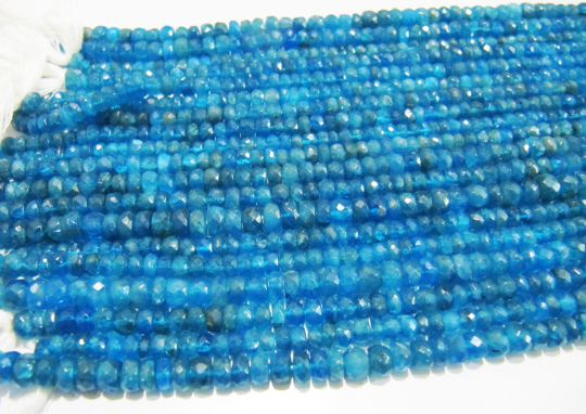 Natural Neon Apatite 2.5 to 4mm Rondelle faceted beads Strand13inch Long