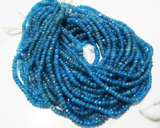 Natural Neon Apatite 2.5 to 4mm Rondelle faceted beads Strand13inch Long