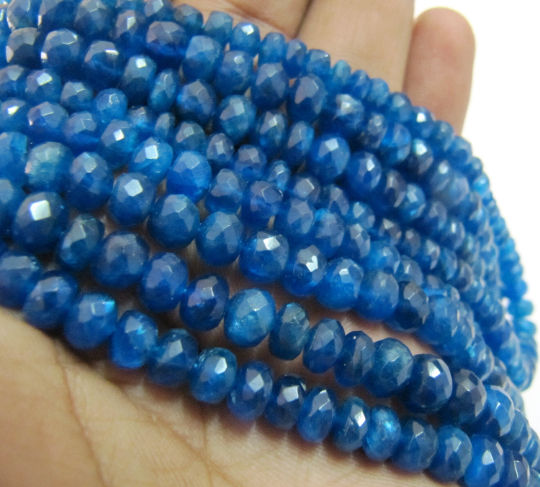 Natural Neon Apatite Rondelle Faceted 5-7mm Beads Strand 8 inches long