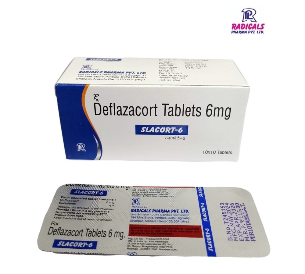 Deflazacort - 6 mg Tablets | General Medicines, Dosage as per Doctor Prescription, Pack of 100 Tablets, Store in a Cool & Dry Place