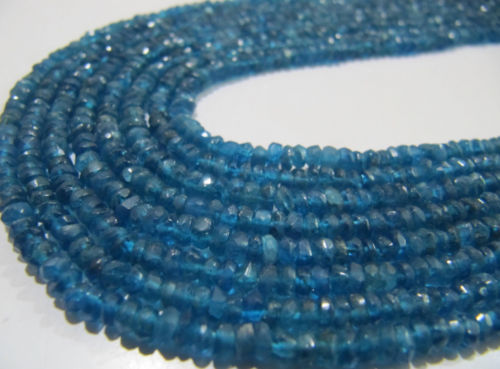 Natural Neon Apatite Rondelle Faceted 4-5mm Beads Strand 13 inches long