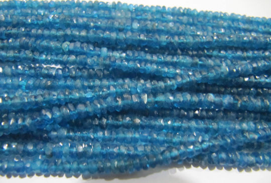 Natural Neon Apatite Rondelle Faceted 4-5mm Beads Strand 13 inches long