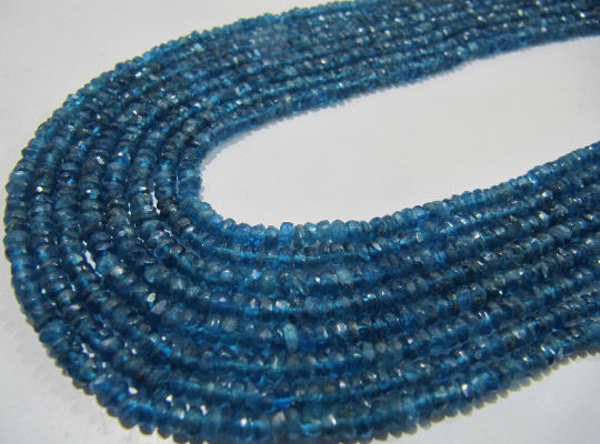 Natural Neon Apatite Rondelle Faceted 4-5mm Beads Strand 13 inches long