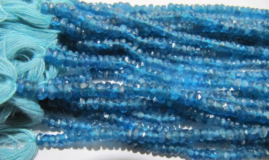 Natural Neon Apatite Rondelle Faceted 4-5mm Beads Strand 13 inches long