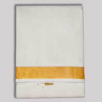 60k Gold Jari Readymade Border Dhoti - Color: White
