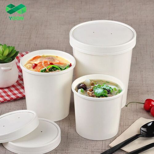 Paper Food Container With Lid (White)