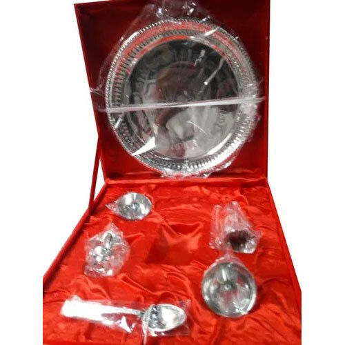 German Silver Pooja Thali Set