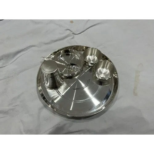 German Silver Dinner Thali Set