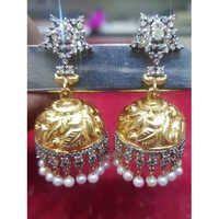 14Kt Gold Diamond Jhumkas
