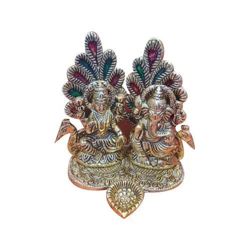 Brass Laksmi Ganesh Engraved Diya