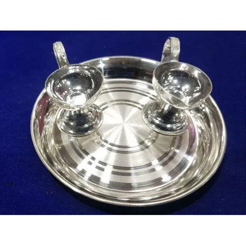 120g Silver Diya Plate - Size: 5 Inch (Plate Diameter)