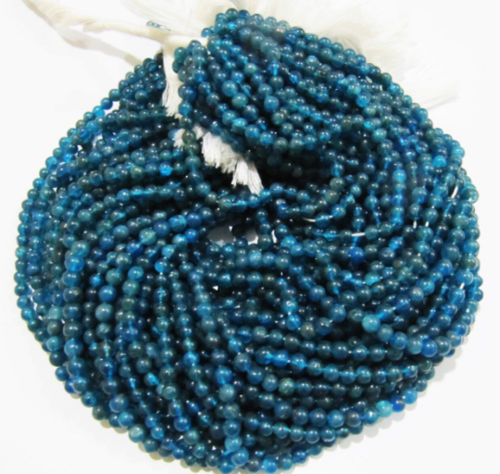 Natural Genuine Neon Apatite Round Plain 4-5mm Beads Strand 13 Inches Long