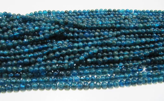 Natural Genuine Neon Apatite Round Plain 4-5mm Beads Strand 13 Inches Long