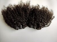 Natural color Steam Curly Human Hair Weft Extensions